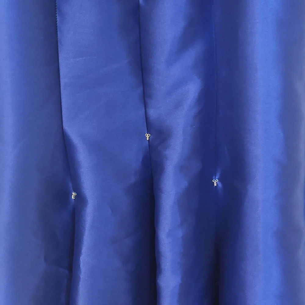 Size 4 royal blue prom/evening gown w/ cold shoulders & long sleeves, beaded top - Picture 10 of 16